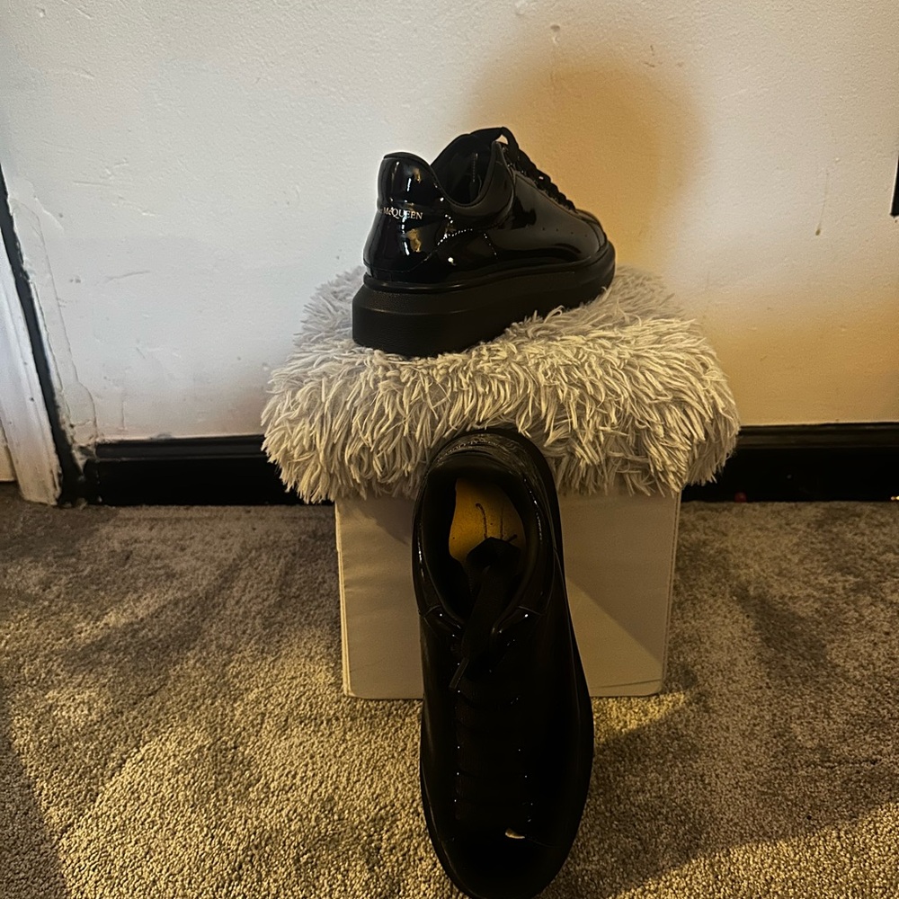 Alexander McQueen Black Patent Leather Sneakers